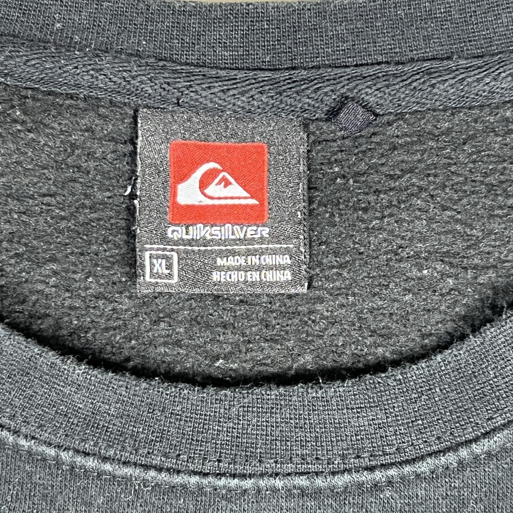 Quiksilver Sweatshirt Mens XL Black Crewneck Fleece Surf Logo Pullover Skate - Picture 3 of 7